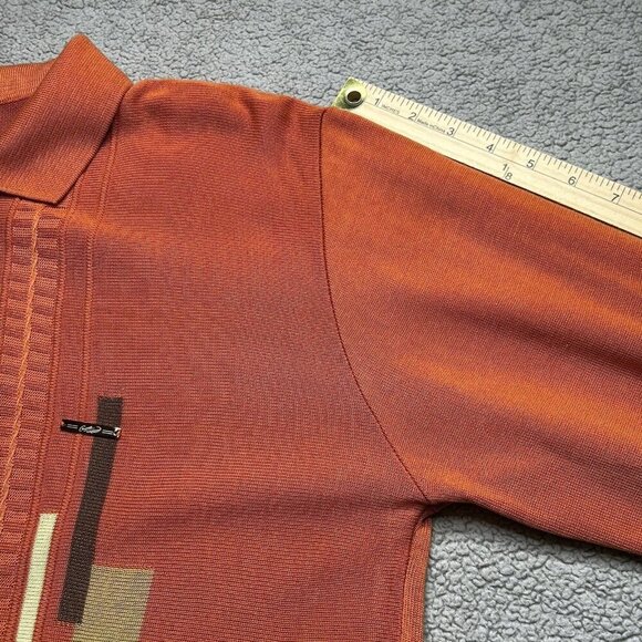 Crocodile Sweater Mens Medium Quarter Zip Polo Sweater Orange Retro Rockabilly - Picture 10 of 13